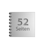 Broschüre mit Metall-Spiralbindung, Endformat Quadrat 10,5 cm x 10,5 cm, 52-seitig