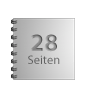Broschüre mit Metall-Spiralbindung, Endformat Quadrat 14,8 cm x 14,8 cm, 28-seitig