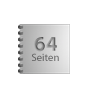 Broschüre mit Metall-Spiralbindung, Endformat Quadrat 9,8 cm x 9,8 cm, 64-seitig